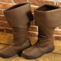 Brown Medieval Boots With Lapel