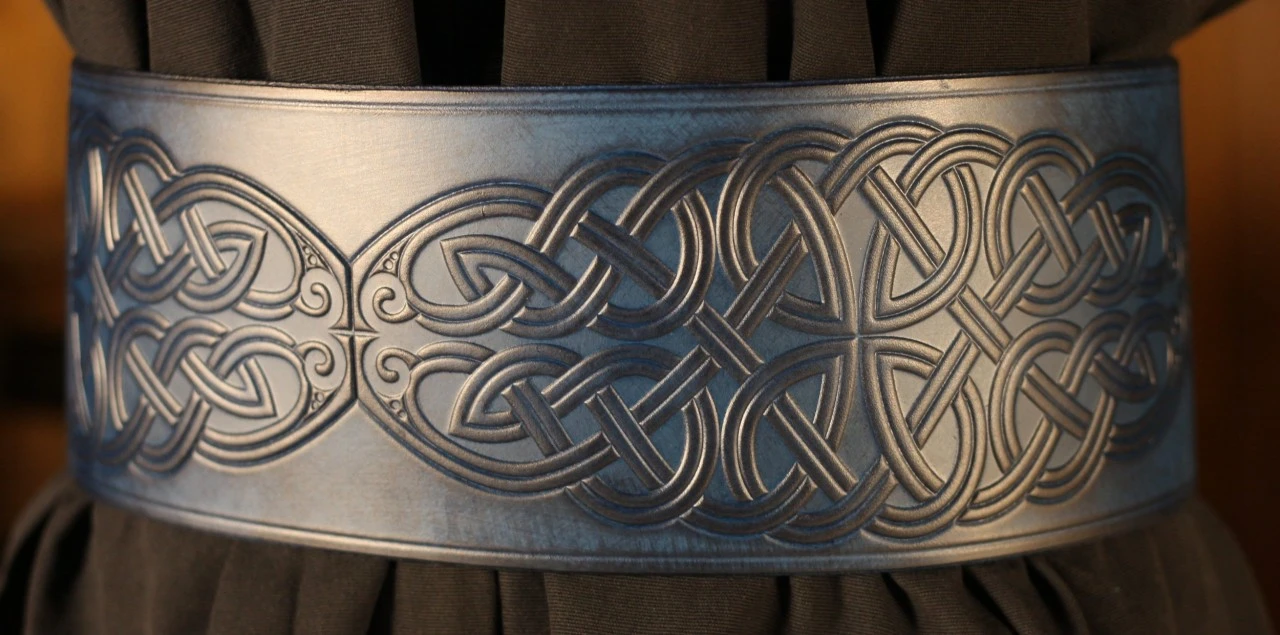 Broad Blue LARP Leather Belt 4 Broad Blue LARP Leather Belt - Image 2
