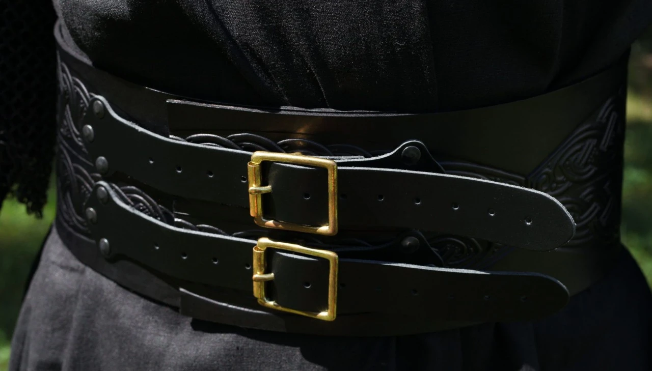 Broad Black LARP Leather Belt 3 Broad Black LARP Leather Belt