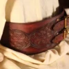 Broad LARP Leather Belt, Burgundy Antiqued