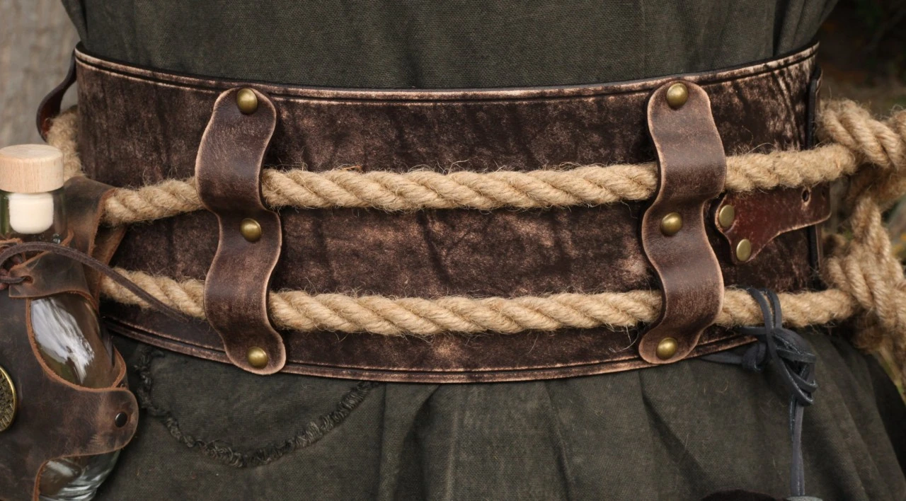 Broad LARP Leather Belt With Ropes 4 Broad LARP Leather Belt With Ropes - Image 2