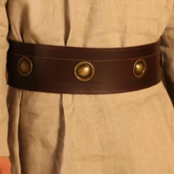 Broad Leather Belt With Decorative Rivets