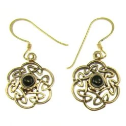Bronze Earring Hook Celtic Knot With Stone