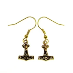 Bronze Earring Thor's Hammer With Ram Head Small