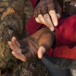 Fingerless Leather Gloves Brown -Larp Fashion Shop fingerlose handschuhe aus leder braun if 101411 5 1280x1280