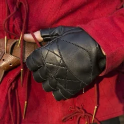 Fingerless Leather Gloves Black -Larp Fashion Shop fingerlose handschuhe aus leder schwarz if 101410 2 1280x1280
