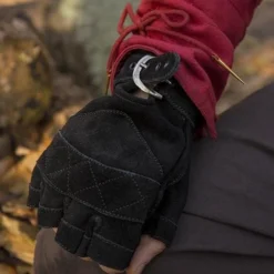 Fingerless Suede Gloves Black