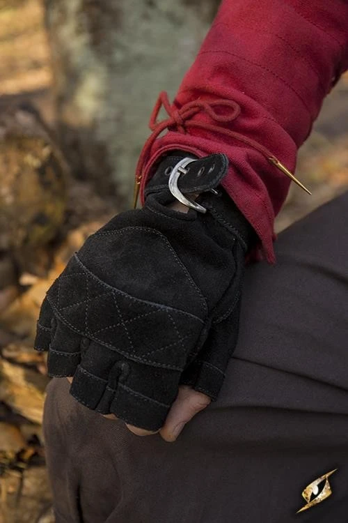 Fingerless Suede Gloves Black 3 Fingerless Suede Gloves Black