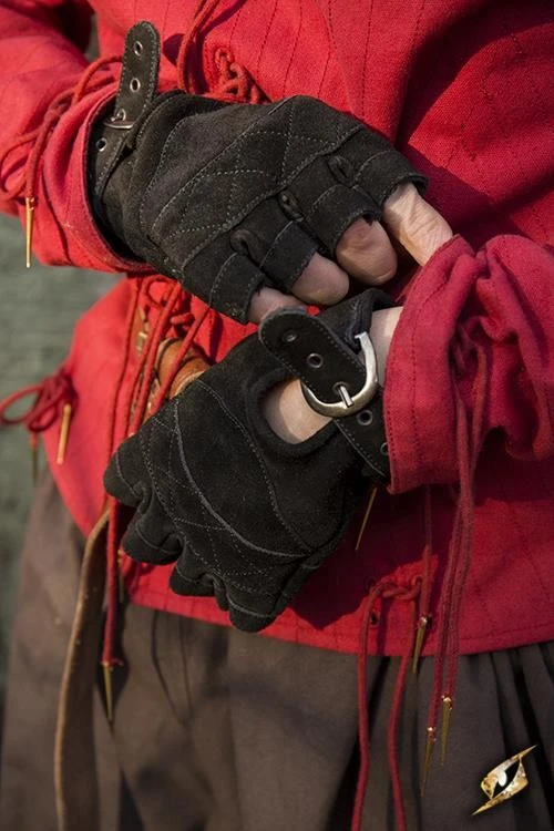 Fingerless Suede Gloves Black 5 Fingerless Suede Gloves Black - Image 3