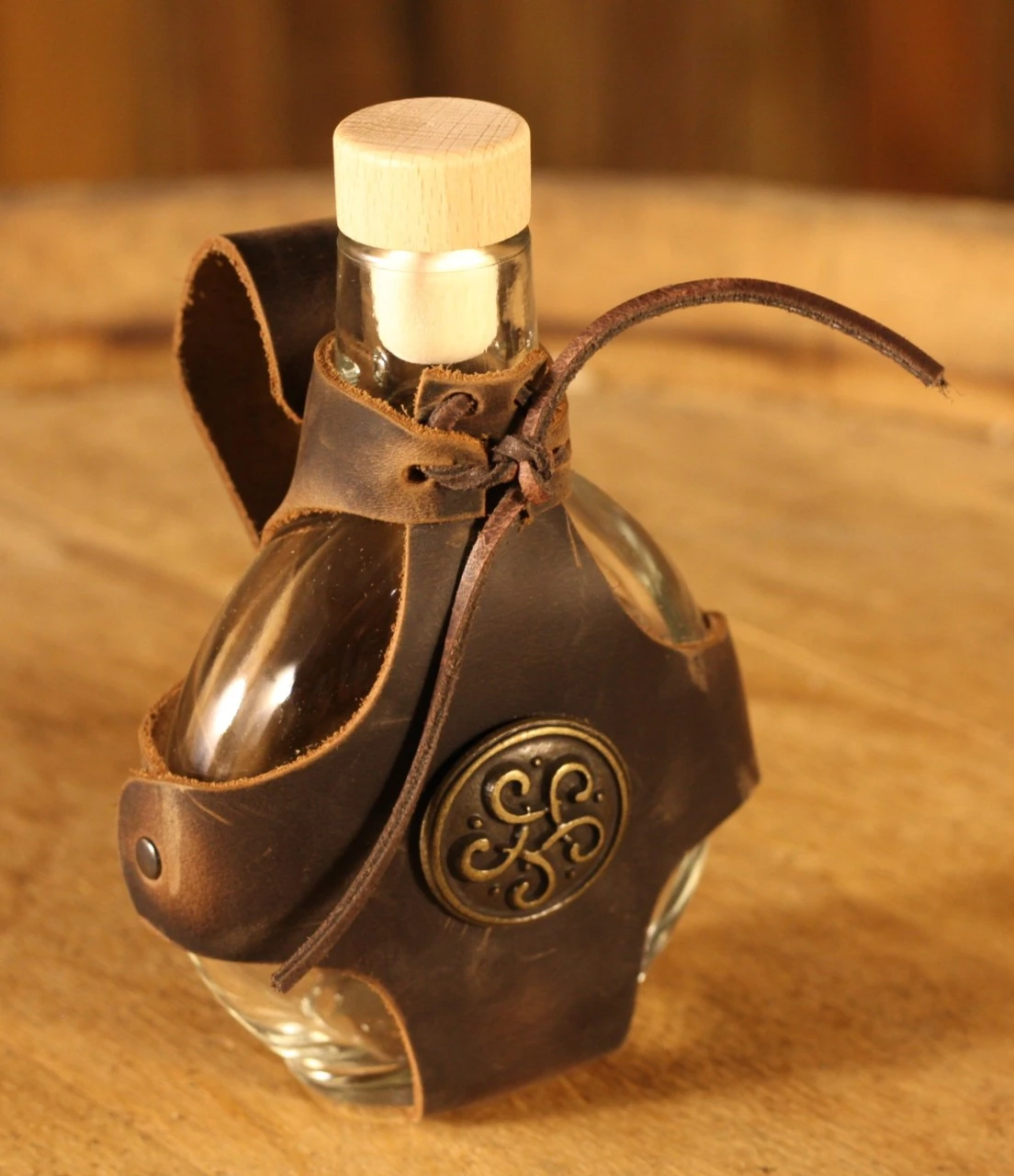 Authentic Canteen With Leather Rack, Celtic Knot 3 Authentic Canteen With Leather Rack, Celtic Knot