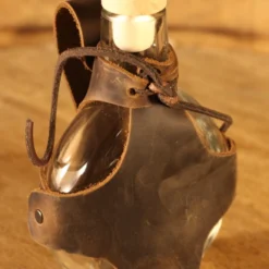 Authentic Glass Canteen With Leather Rack