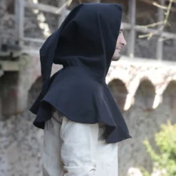 Authentic Black Liripipe Capellus -Larp Fashion Shop gugel capellus baumwolle schwarz bs 04512 nh09 3 1280x1280