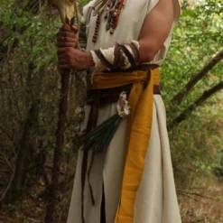 Long Cream Hooded Tunic -Larp Fashion Shop lange beige tunika mit kapuze lf 393000 2 1280x1280