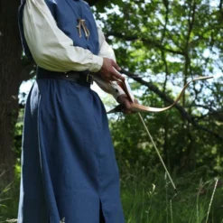 Long Blue Hooded Linen Tunic -Larp Fashion Shop lange blaue leinen tunika mit kapuze lf 397000 3 1280x1280