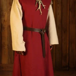 Long Burgundy Hooded Linen Robe