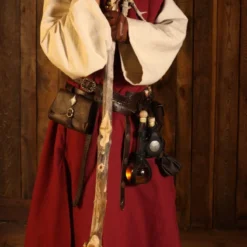 Long Burgundy Hooded Linen Robe -Larp Fashion Shop lange weinrote leinenweste mit kapuze lf 372000 3 1280x1280