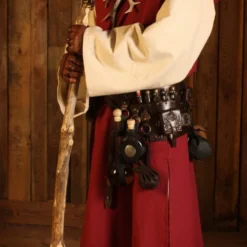 Long Burgundy Hooded Linen Robe -Larp Fashion Shop lange weinrote leinenweste mit kapuze lf 372000 4 1280x1280