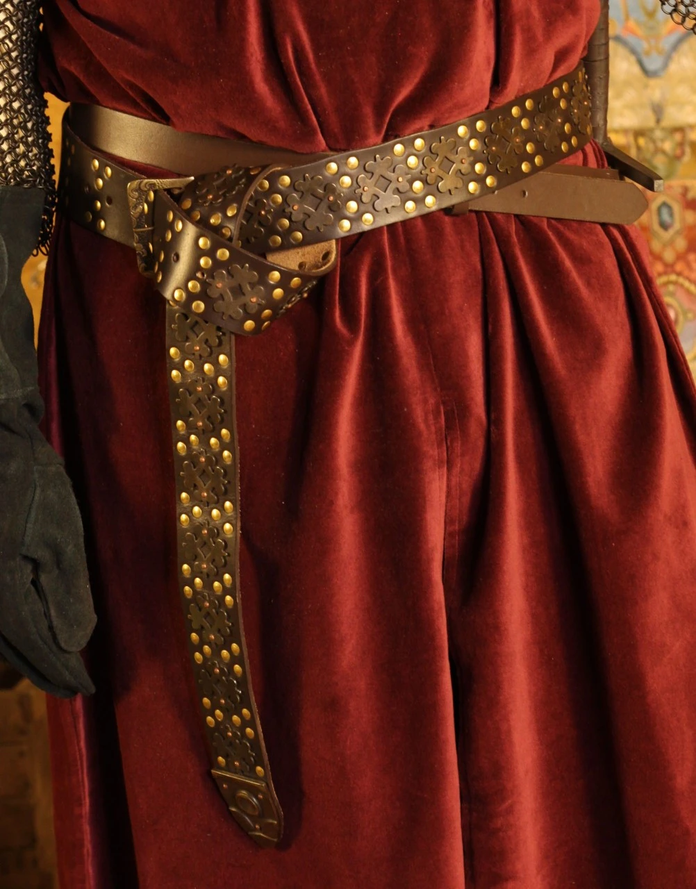 Long Leather Belt With Brass Ornament 3 Long Leather Belt With Brass Ornament