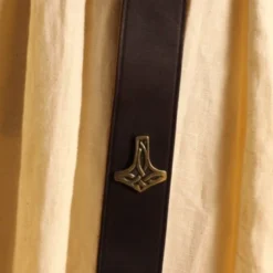 Medieval Long Belt Thor's Hammer Brown