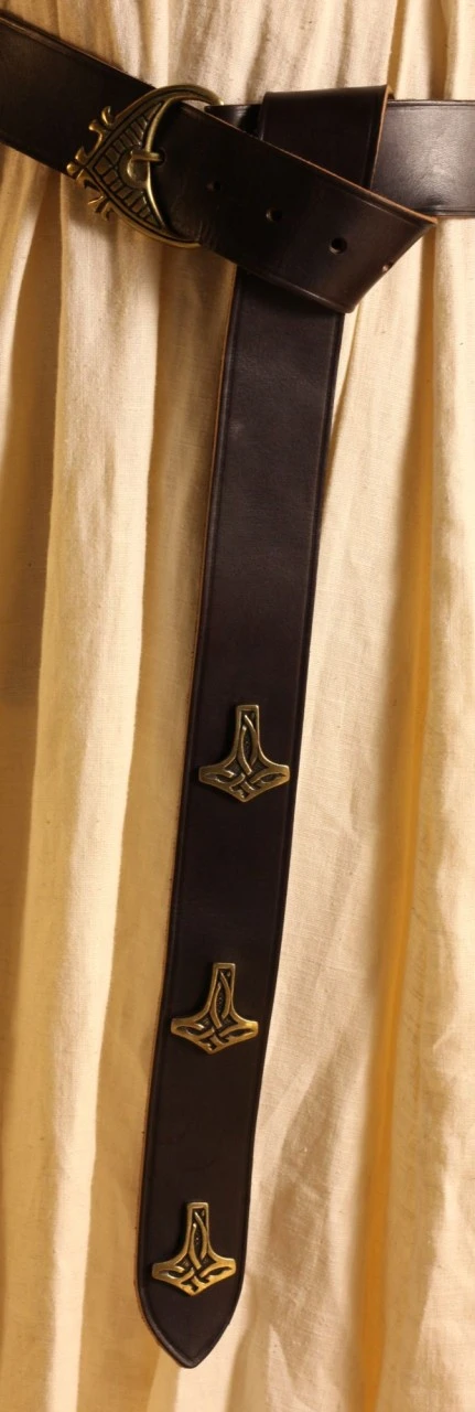 Medieval Long Belt Thor's Hammer Brown 3 Medieval Long Belt Thor's Hammer Brown