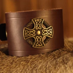 Leather Wrist Cuff Celtic Cross Brown 6cm -Larp Fashion Shop lederarmband 6cm keltenkreuz braun lt ab6030bkk 1 1280x1280