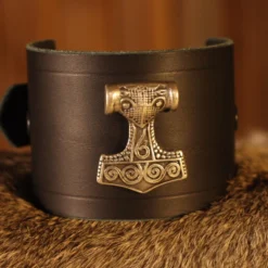 Leather Wrist Cuff Thor's Hammer Black 6cm -Larp Fashion Shop lederarmband 6cm thors hammer schwarz lt ab6030sth 1 1280x1280