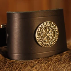 Leather Wrist Cuff Vegvisir Black 6cm -Larp Fashion Shop lederarmband 6cm vegvisir schwarz lt ab6030svv 1 1280x1280