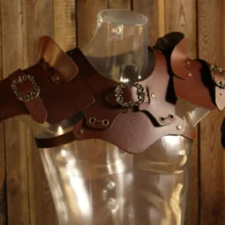 Larp Leather Shoulder Armour Pauldrons Brown
