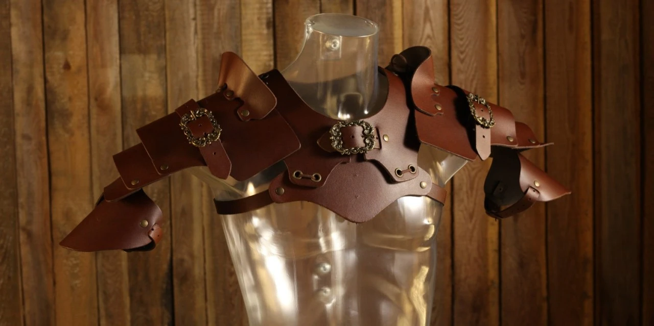 Larp Leather Shoulder Armour Pauldrons Brown 3 Larp Leather Shoulder Armour Pauldrons Brown