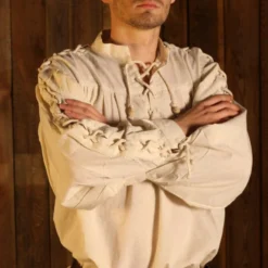 Medieval Standup Collar Shirt W/ Laced Up Sleeves -Larp Fashion Shop mittelalter hemd aermel geschnuert lc 2020 300 300 2 1280x1280