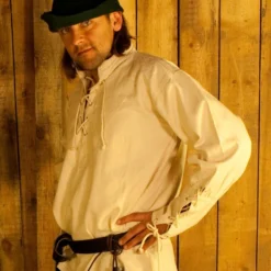 Stand Up Collar Medieval Shirt, Laced Cuffs