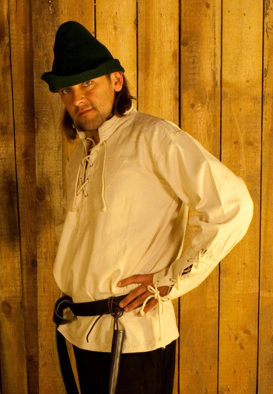 Stand Up Collar Medieval Shirt, Laced Cuffs 3 Stand Up Collar Medieval Shirt, Laced Cuffs
