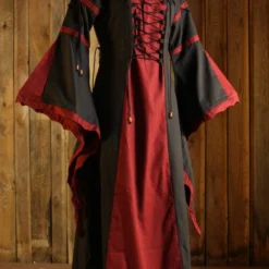 Medieval Cotton Dress W/ Scallopped Trumpet Sleeve