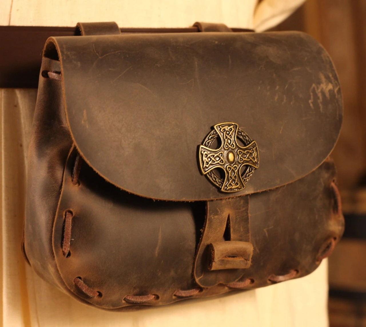 Medieval Bag Celtic Cross Brown 3 Medieval Bag Celtic Cross Brown