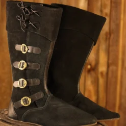 Striking Black Medieval Boots Sewolt