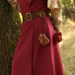 Ladies Red Hooded Linen Robe -Larp Fashion Shop rote leinenweste mit kapuze lf 332650 5 4 1280x1280