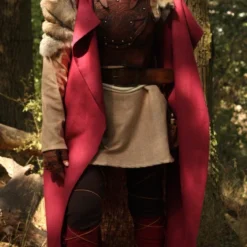 Ladies Red Hooded Linen Robe -Larp Fashion Shop rote leinenweste mit kapuze lf 332650 1 1280x1280