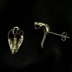 Big Cobra Silver Ear Stud (1 Pair)