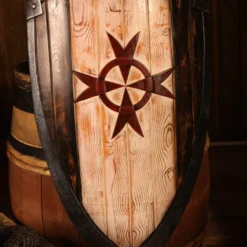 Templar Shield Wood/White/Red 90x60cm