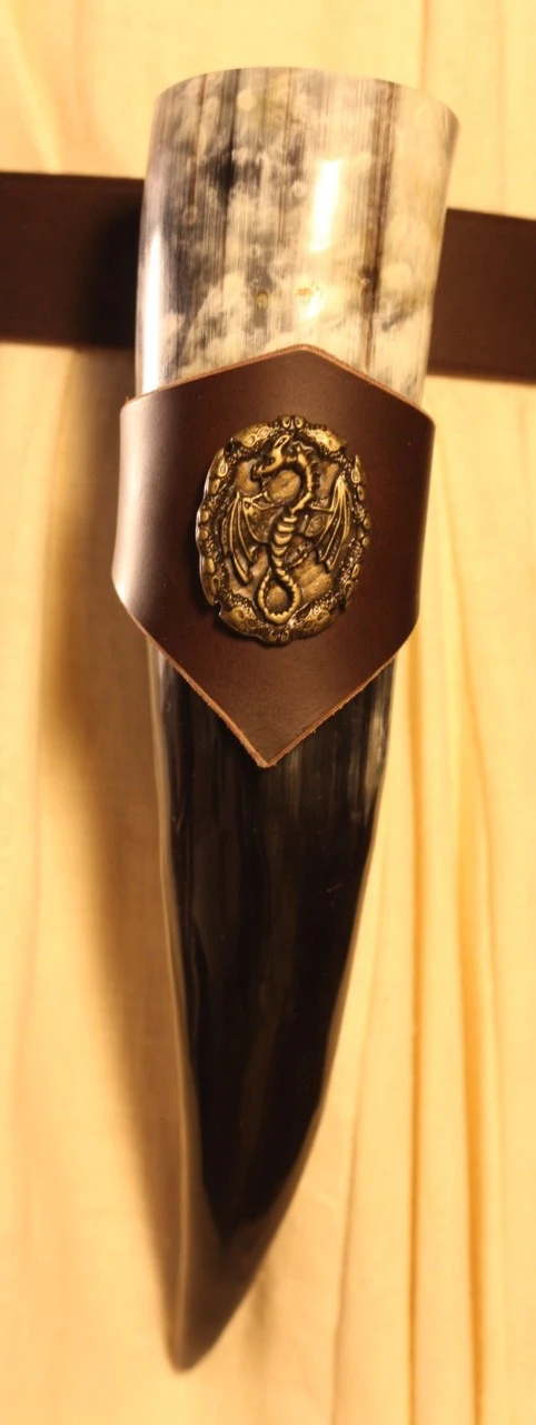 Drinking Horn W/ Brown Holder Dragon 300ml 3 Drinking Horn W/ Brown Holder Dragon 300ml