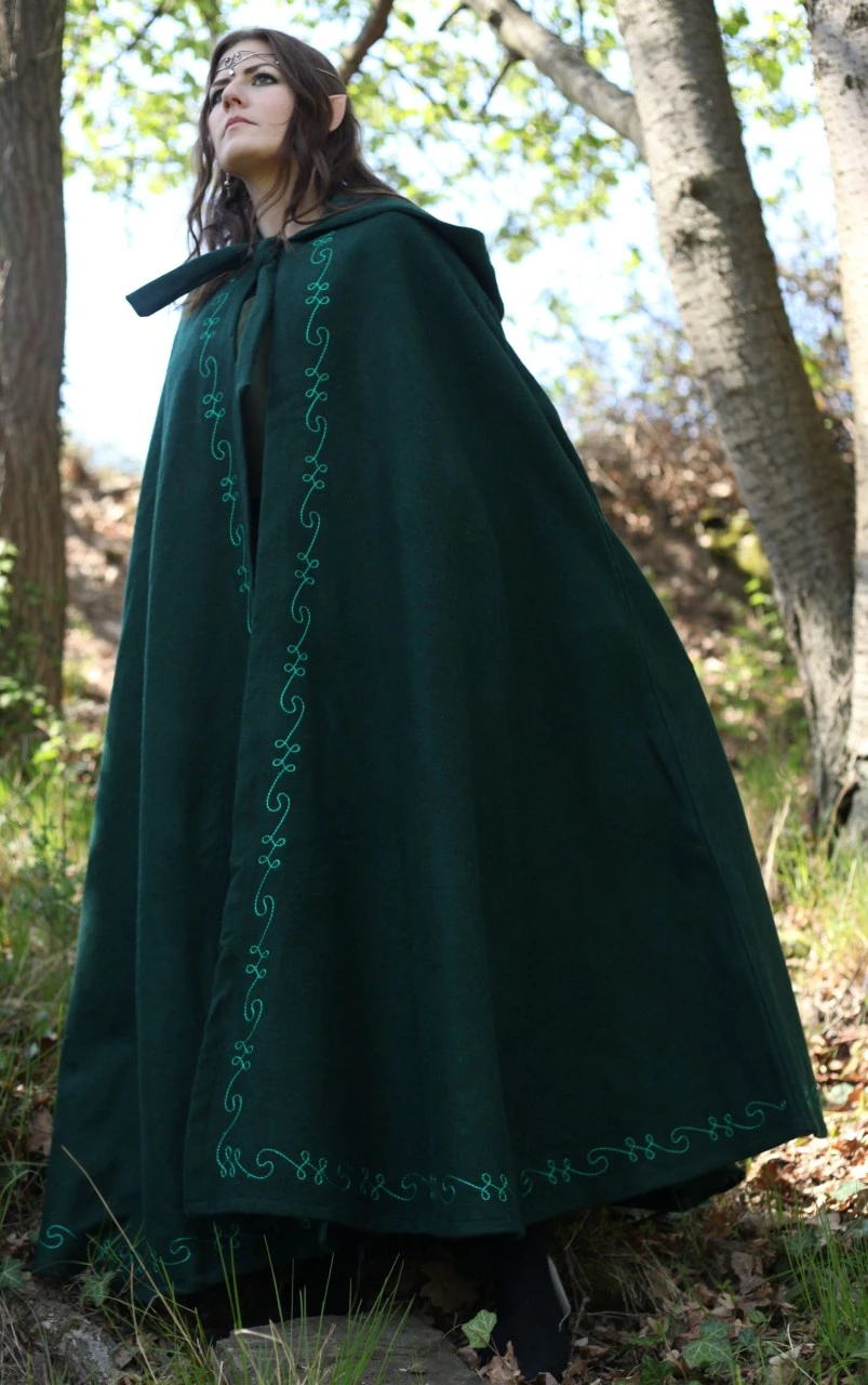 Woolen Cloak With Long Hood And Embroidery 4 Woolen Cloak With Long Hood And Embroidery - Image 2