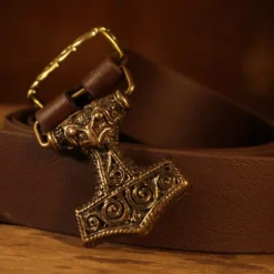 Vegan Medieval Long Belt Thor's Hammer