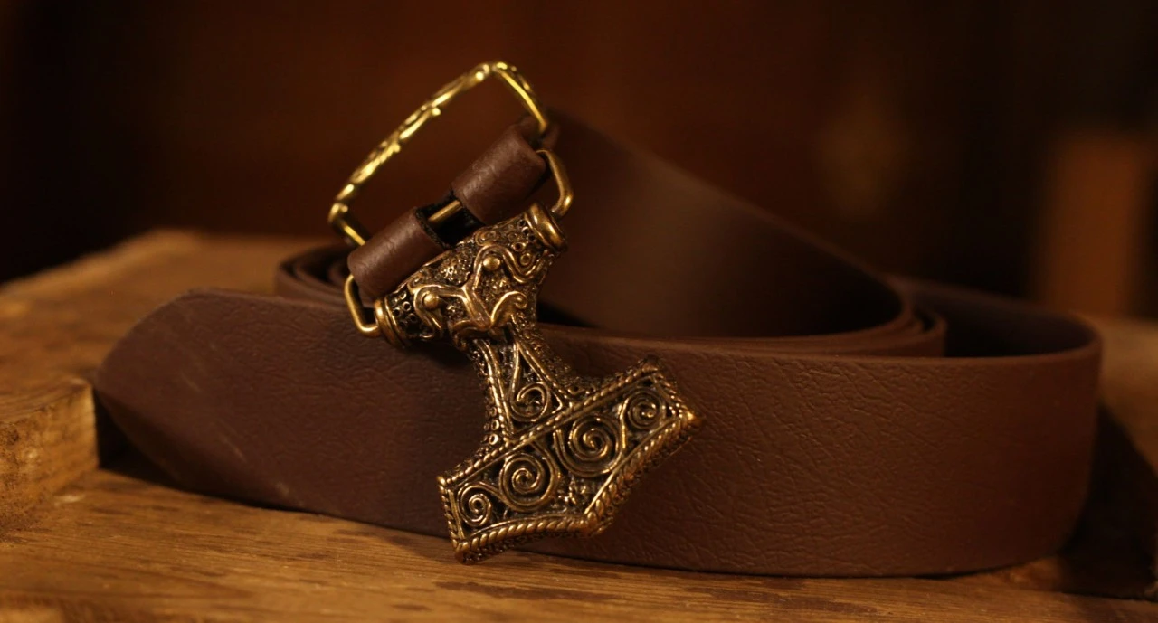 Vegan Medieval Long Belt Thor's Hammer 3 Vegan Medieval Long Belt Thor's Hammer