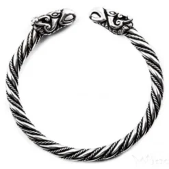 Viking Silver Bracelet With Raven Heads