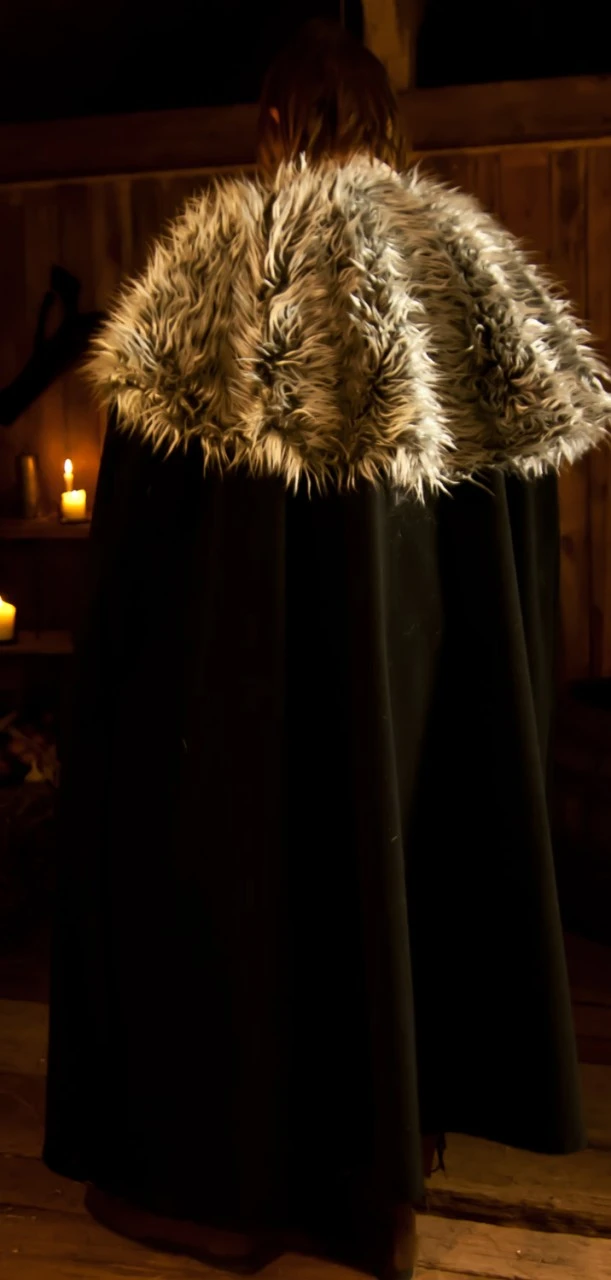 Woolen Cloak With Fur Tippet 4 Woolen Cloak With Fur Tippet - Image 2