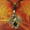 Pewter Pendant Dragon With Onyx