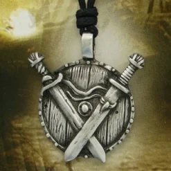 Shield And Swords Pewter Pendant